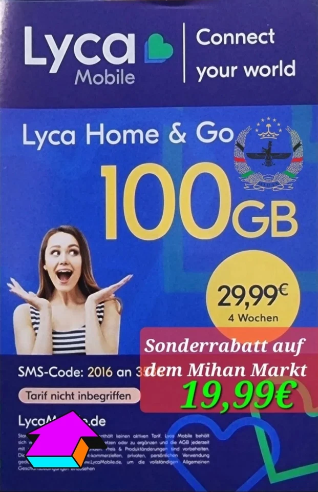 Lyca prepaid Sim karte FÜR 100GB +40GB Internet Flat . Top Angebot .Nur Simkarte - Bild 1 von 1