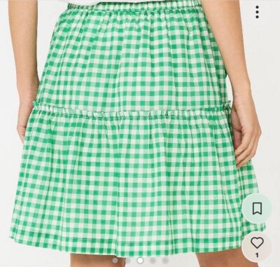Draper James Tiered A-Line Skirt Green Cotton Gingham Cottage sz XXL New