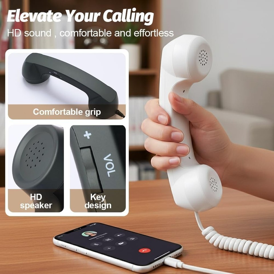 Hand Set Types Retro Phone Handset,Retro Phone Handset for iPhone and Android,Type-C ...