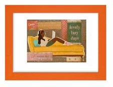 ACEO/ATC Mixed Media Art Card Mini Collectable Introvert Laptop Love Lazy Days