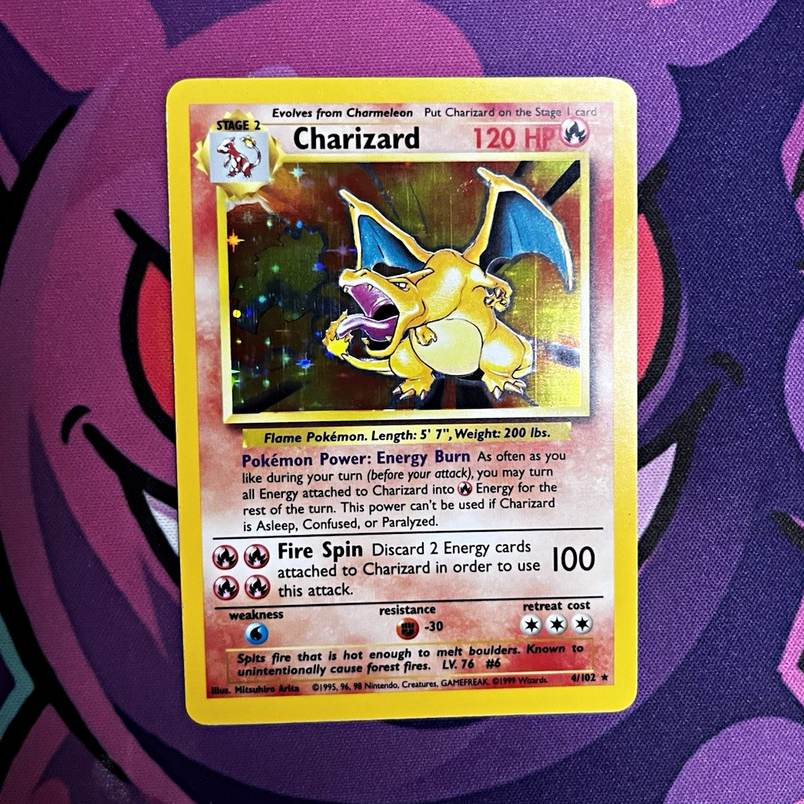 WOTC 1999 Pokemon TCG Charizard 4/102 Base Set Holo Rare 120 HP English