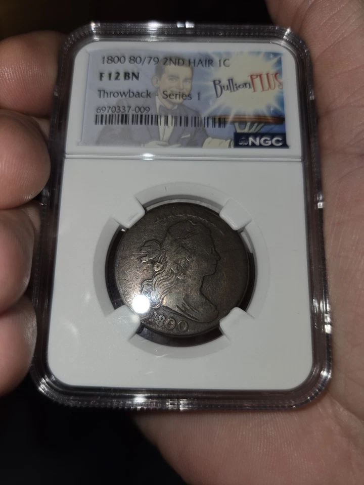 1800 80/79 2nd Hair 1C F12 BN NGC - Image 2 of 3