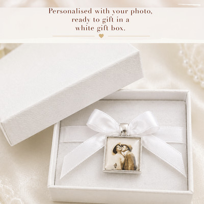 Personalisierter Hochzeitsstrauß Erinnerung Foto Charm Quadrat