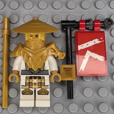 Lego Ninjago Minifigure NJO0784 Wu Sensei Crystalized with Flag
