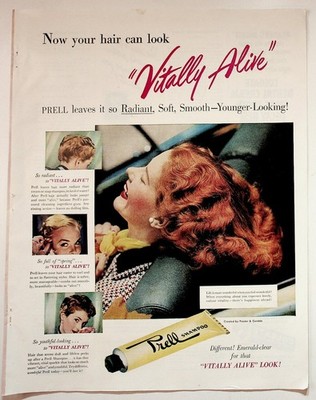 Prell Shampoo 1940s Vintage Print Advertisement Vitally Alive Hair Care