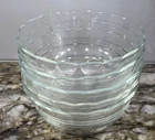 Vntg 5 Corning Pyrex 464 Custard Cups Ramekins 300 ml Scalloped Edge 3 Ring 🇺🇸