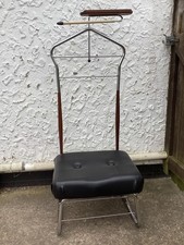 Mid-Century Stylish Modernist Chrome & Teak Gentleman's Valet / Butler Stand