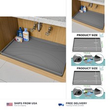 Under Sink Mat 34" x 22", Silicone Under Sink Liner for Kitchen and Bathroom,...