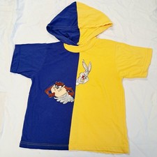 Vintage 90s Shirt Hoodie Kid 10 Looney Tunes Bugs Bunny Taz Embroidered Boy Girl