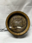 Vintage 1980s Miller High Life Beer Illuminated Barrelhead Lighted Barrel Sign