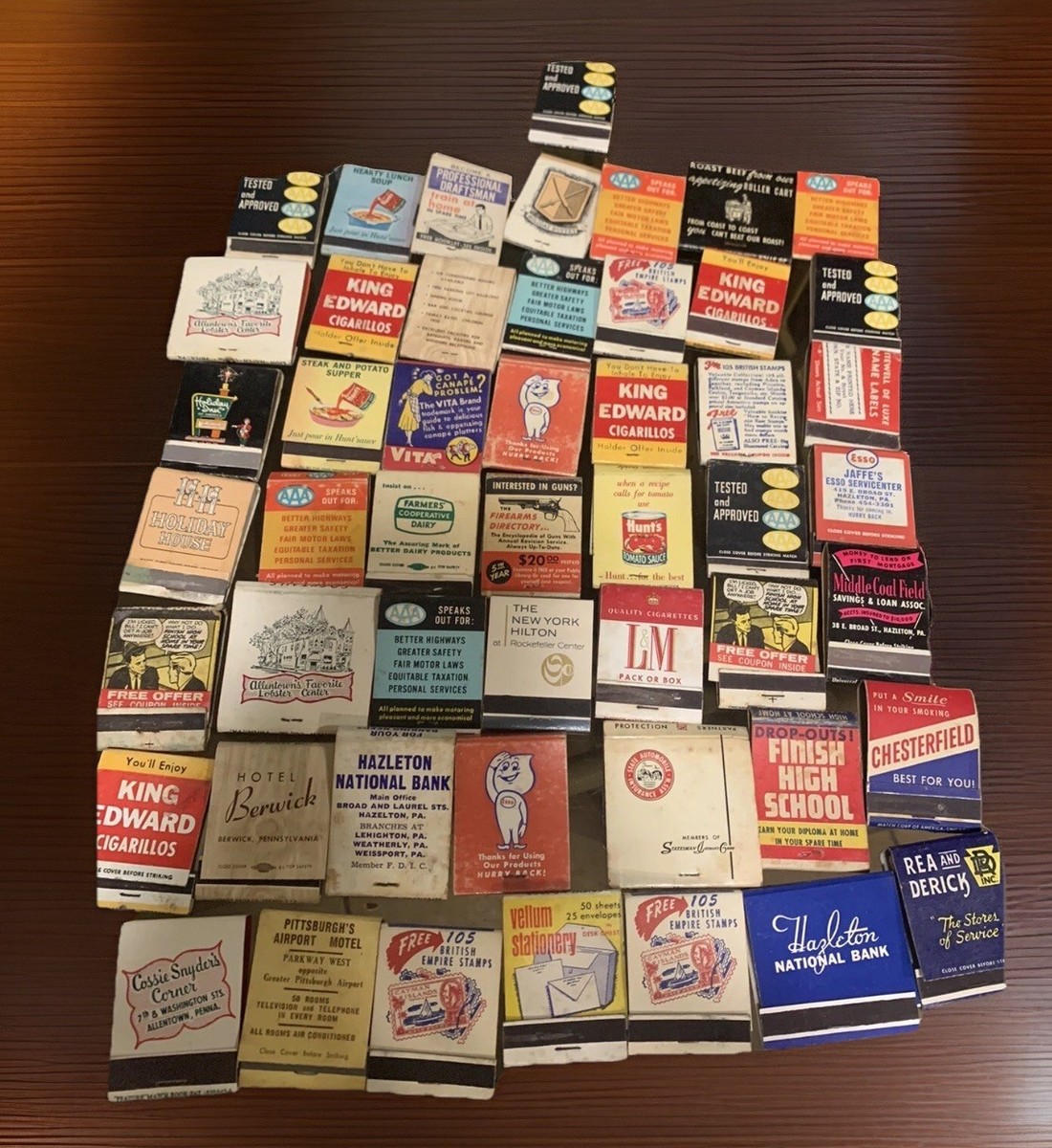 Vintage matchbooks Hotels cigarettes restaurants AAA Many Pennsylvania Lot  Of 50