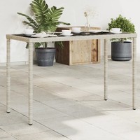 Gartentisch Rechteckig Mit Glasplatte Hellgrau 115X54X74 Cm Poly Rattan