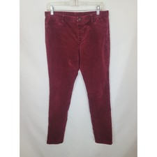 Uniqlo Women's Corduroy Burgundy Elastic Waist Skinny Pants Size Large