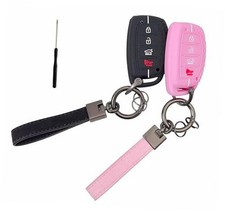 REPROTECTING Silicone Rubber Key Fob Cover Compatible with Hyundai Black/Pink