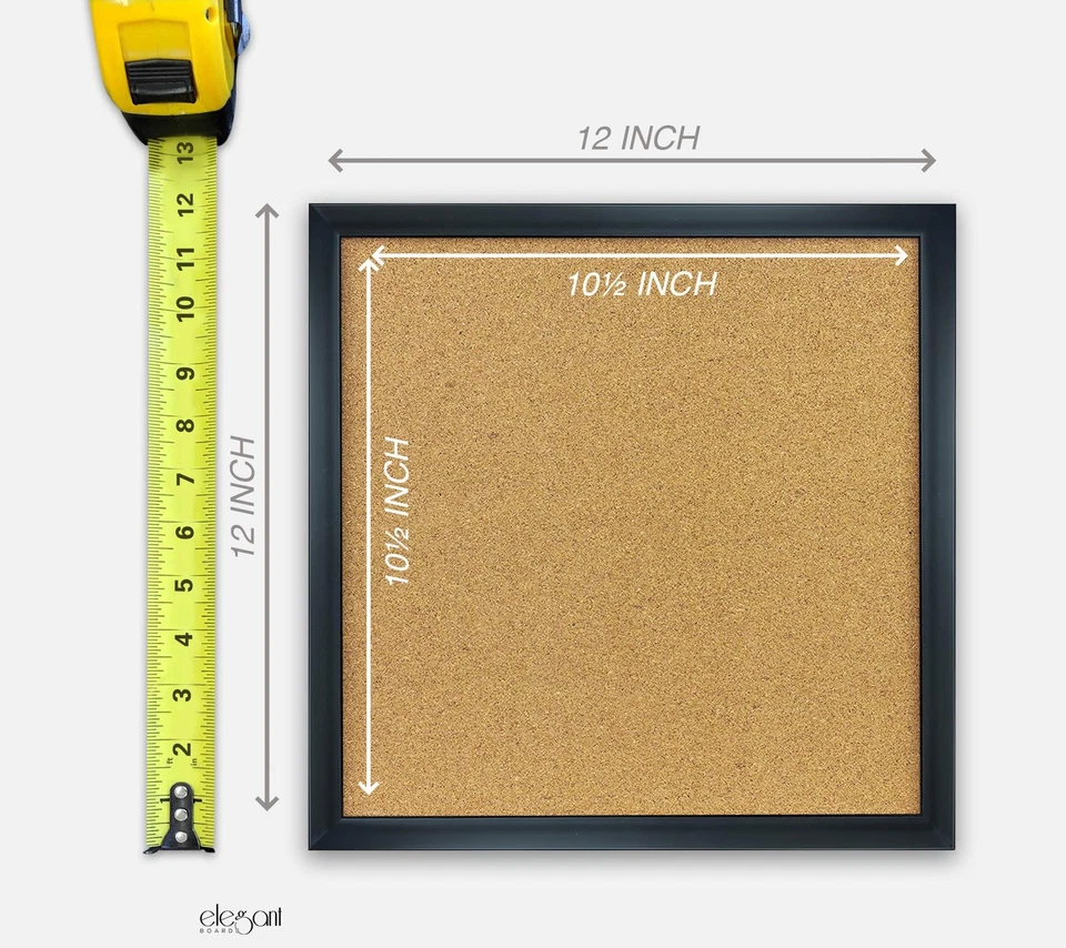 Cork Bulletin Board 12"X 12" Square Wall Tile, Modern Black Framed Board for ... - Image 3 of 4