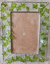 Unique VTG Made In India Metal, Wire  Glass Bead Butterflies 4x6" Photo Frame