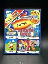 Personalized Name JUSTIN STICKER BOOK Stick W/Us Boy Funky Groovy Stickers