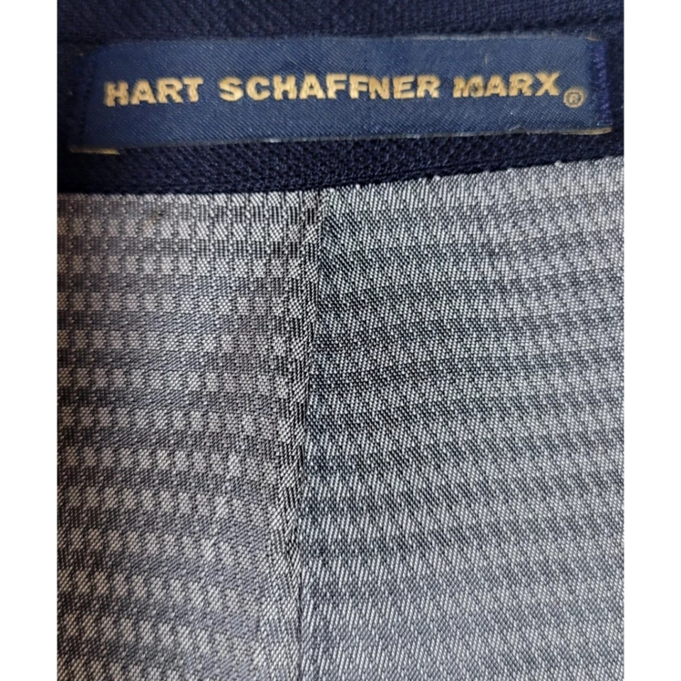 HART SCHAFFNER MARX Blazer Sport Coat 52R Blue Wool Silk Mohair Blend Career - Image 4 of 4