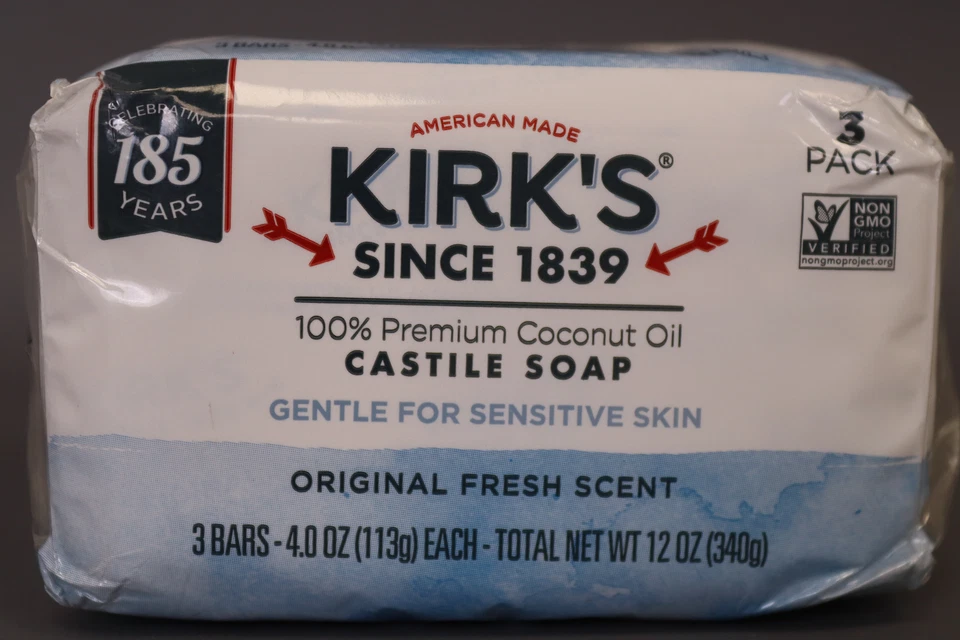 Jabón en barra natural Kirk's Original Coco Castile 4 oz 3 unidades Foto 2 de 4