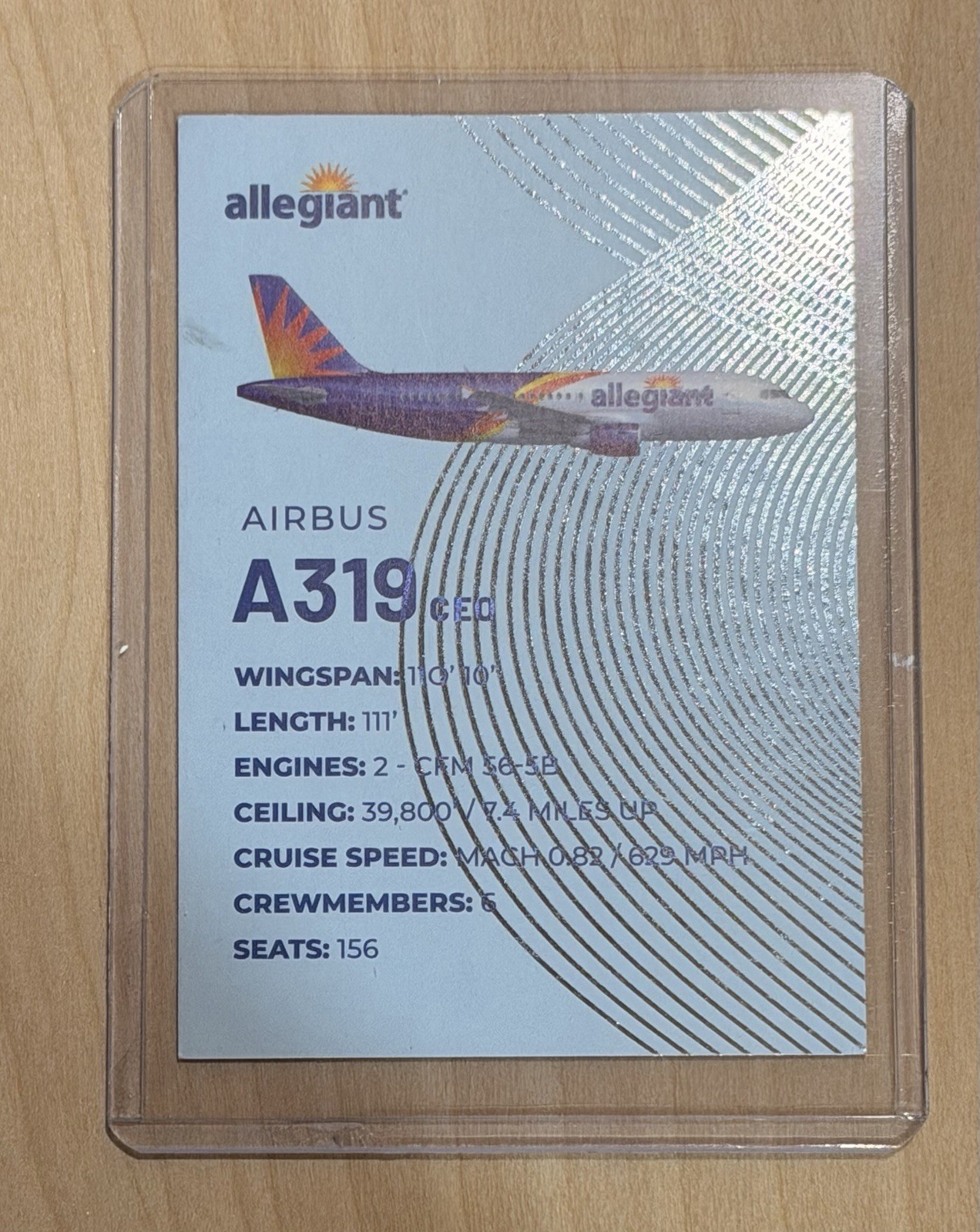 Official Allegiant A319 Airlines Trading Card Airbus Card #01 - second product detail image