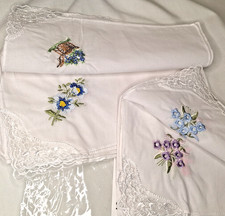 18 NEW White Lace Embroidered Handkerchief Lot Lace Variety Cotton Unbrand