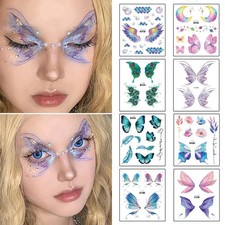 Shiny Fairy Butterfly Wings Fake Tattoos Waterproof Sticker for Women Body Face