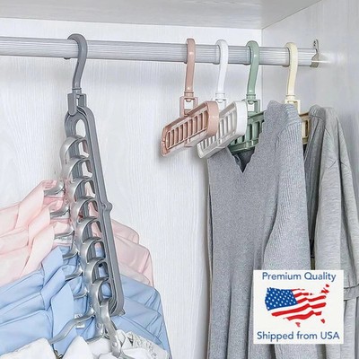 3D Folding Hanger 9 Hole Rotating Magic Closet Organizer Space Saver Saving Room