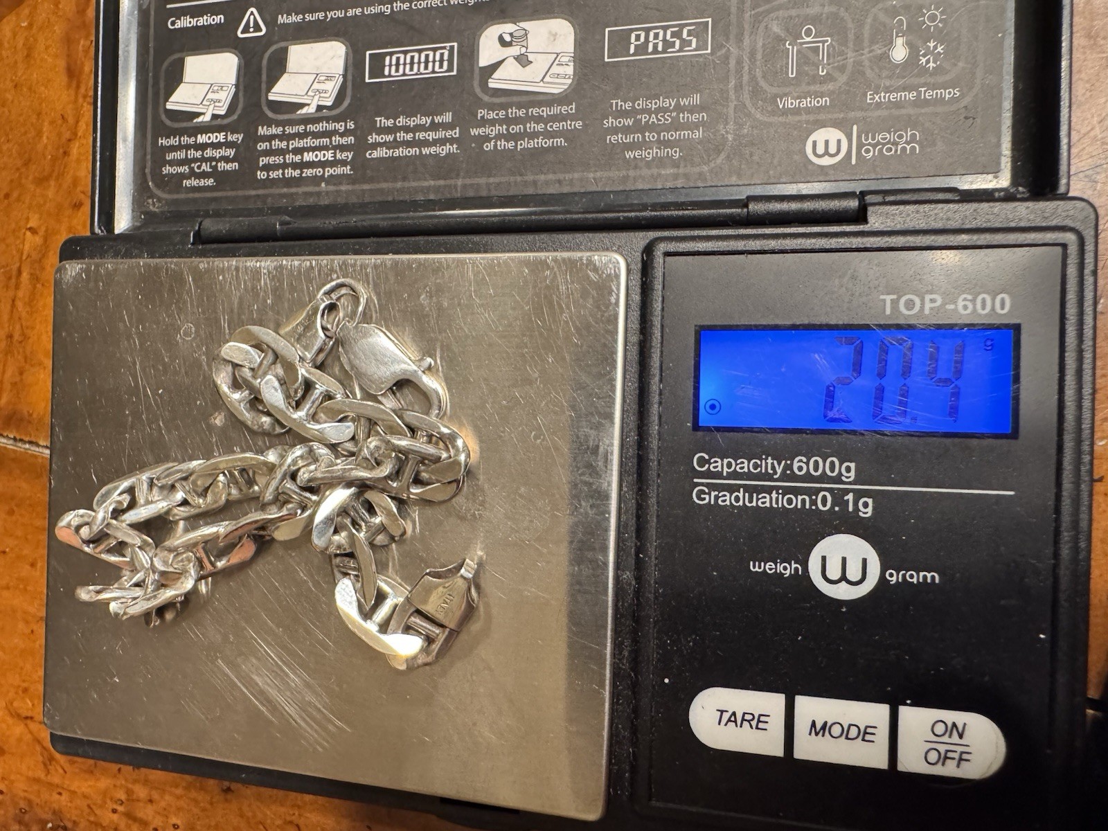 9” Solid, Sterling Silver Mariner Link Bracelet - image 5