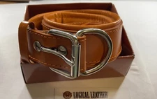 Logical Leather NEW Dog Collar XL Heavy Duty Genuine Full Grain Leather - Orange