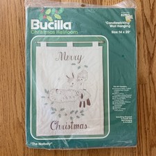 New 82103 Bucilla Christmas Heirloom Candlewicking Wall Hanging Kit The Nativity