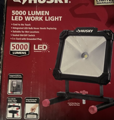 #ad Husky 5000 lm LED Portable Corded Work Light 120V w 5 ft Cord $34.99