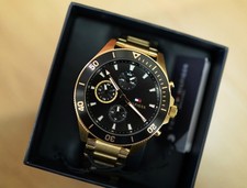 New Tommy Hilfiger Gold-Plated Stainless Steel Bracelet Watch 1791919 RRP £219
