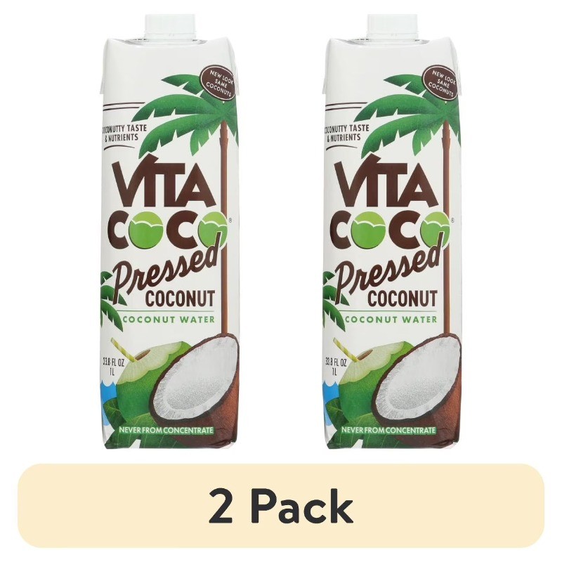 (2 pack) Vita Coco Pressed Coconut Water, 1 Lt