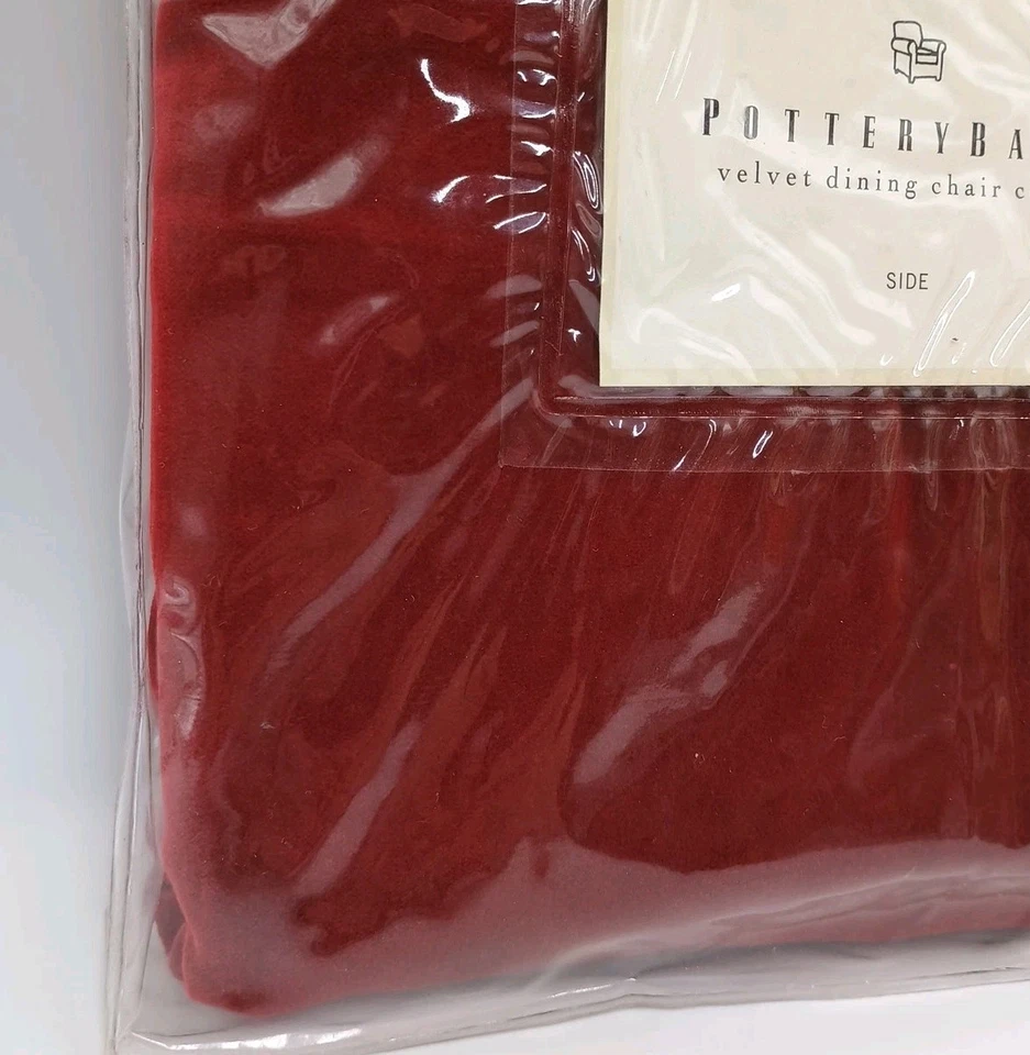 Pottery Barn Red Velvet Dining Chair Cover - Side Chair -New 100% Cotton - Image 2 of 3