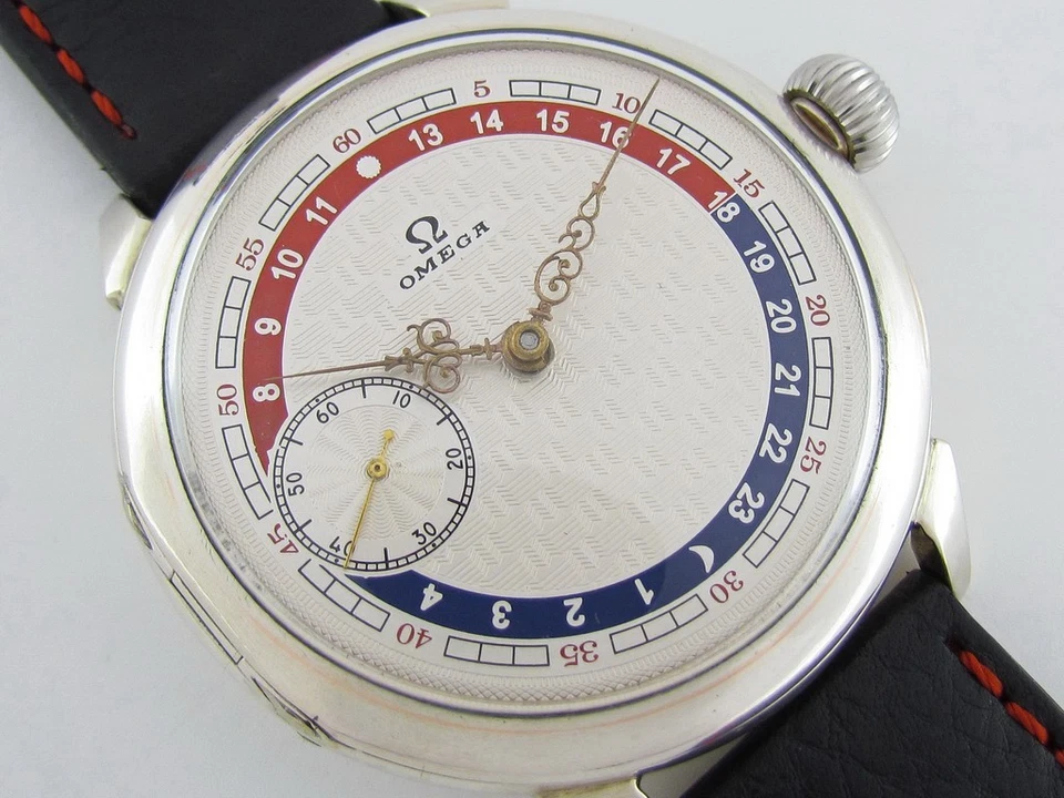 Omega 24-Hour Day & Night Antique 1912-1916 Swiss Amazing Art Deco Silver Watch - Image 3 of 4