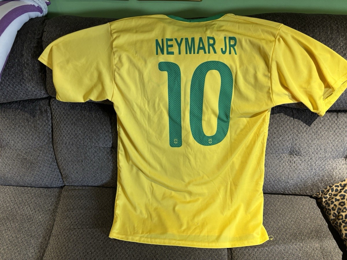 Brazil Soccer Futbol CBF Jersey Men LARGE Yellow Dri-Fit Neymar Jr
