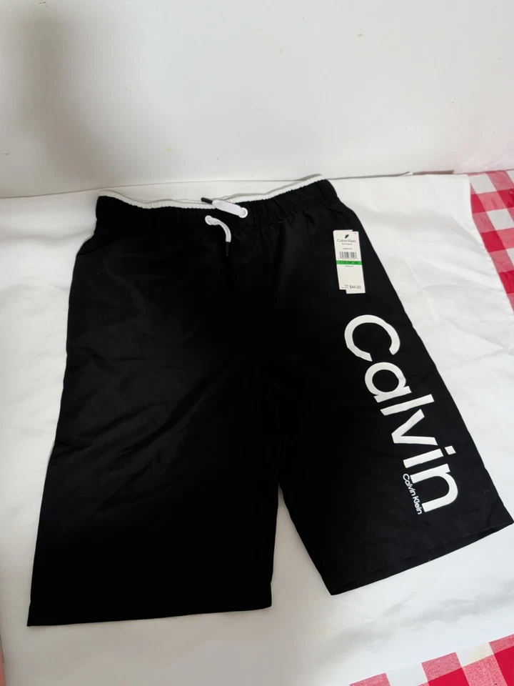 Calvin Klein Traje de Baño Pantalones Cortos Niños L (14/16) Negro Poliéster Malla Cintura Elástica Foto 2 de 4