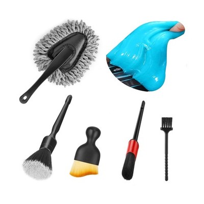 Car Interior Duster & Detail Brush Gel Kit for Vents, Dash, Cleaning Slime Putty