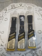 TIMEX / CASIO 2 TX1852 18MM   1  TX1951 19MM Black Men's Watchband N.O.S. 