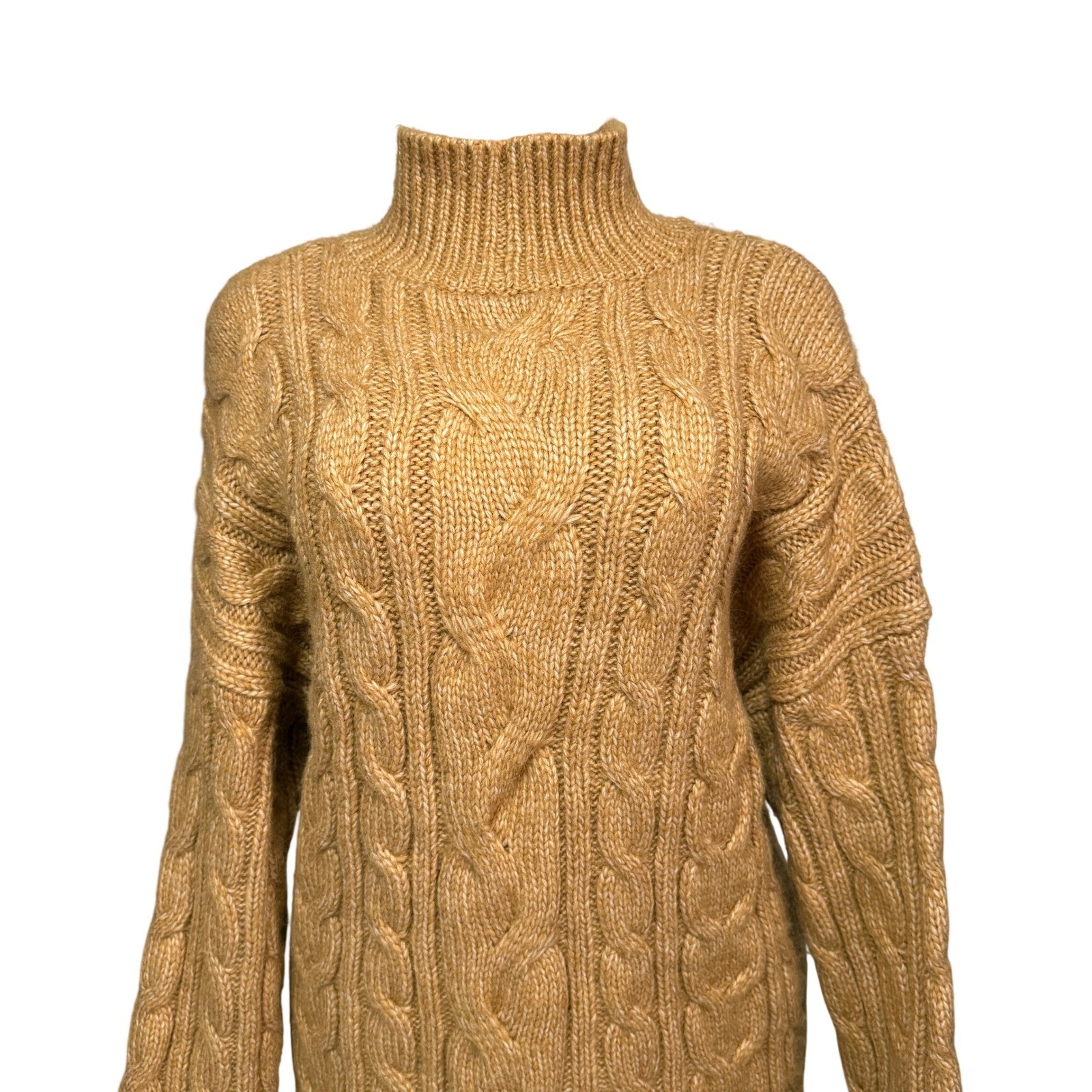 American Eagle Outfitters Tan Cable Knit Mock Neck Sweater Size L