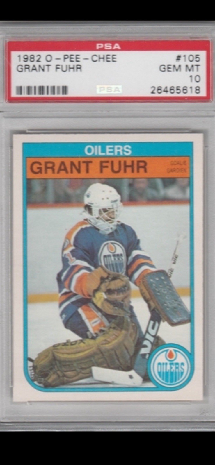 1982 O-Pee-Chee #105 Grant Fuhr Edmonton Oilers Rookie PSA 10 GEM MINT POP 106