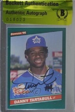 BAS 1986 Donruss The Rookies Box Set Danny Tartabull Beckett Auth Sticker 3c7