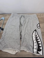Ethika Shark Attack Men’s M Sweat Shorts Raw Edge Workout Gym Graphic 