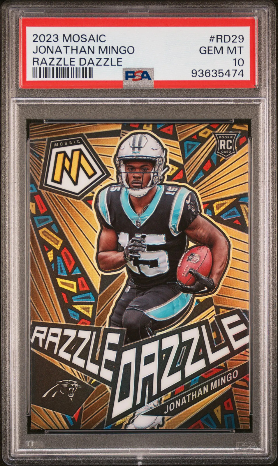 2023 Panini Mosaic JONATHAN MINGO Razzle Dazzle Rookie #RD29 RC PSA 10