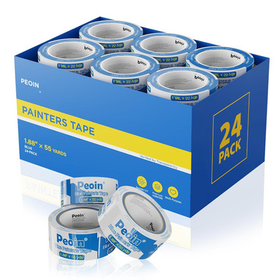 Blue Painters Tape 2 Inch Wide Bulk, 24 Roll Painting Tape Blue Masking Tape for
