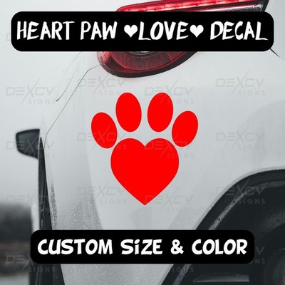 Paw Decal decal I love my pet Sticker - Dog Cat bowls Litter box Car Window Wall