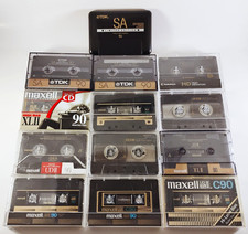 Cassette Tape Lot 13 High Bias Tapes Maxell TDK Vintage Recordable Tapes