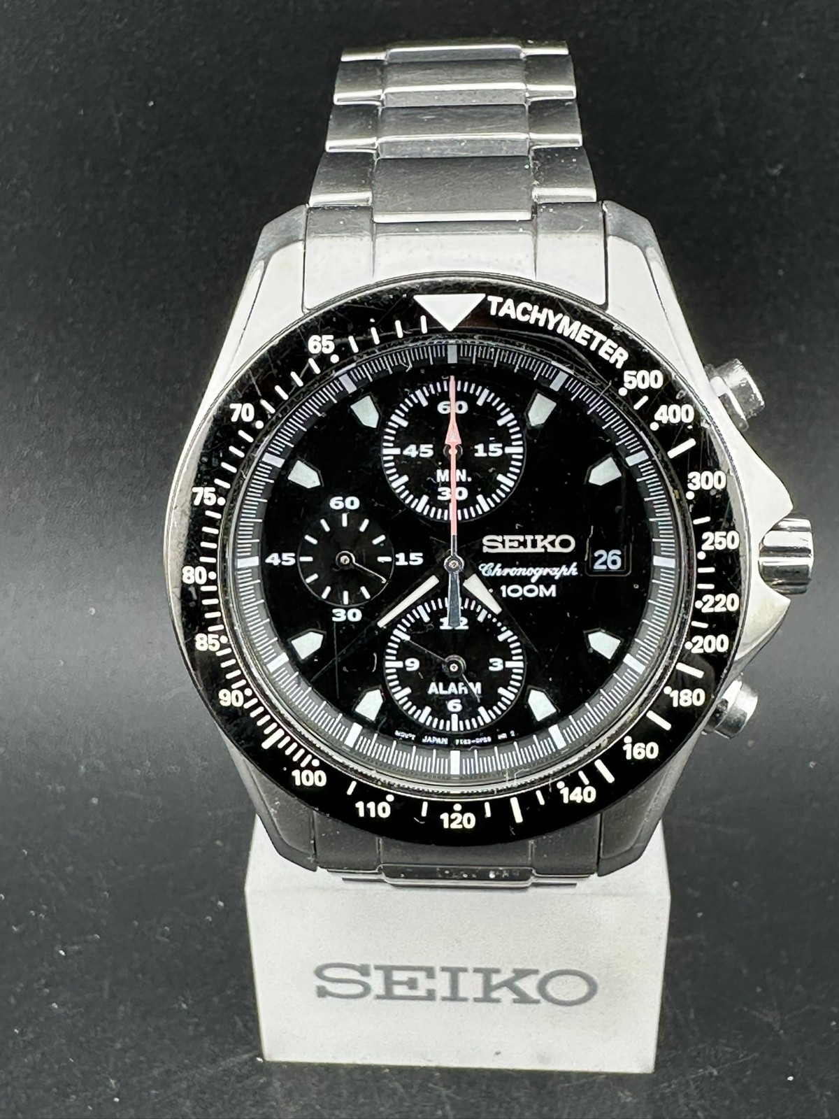 Seiko Chronograph Men's Black Dial Date Quartz Dive Watch 40