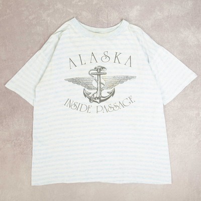 Vintage 90s Alaska Inside Passage Graphic T-Shirt L Herren hellblau Location