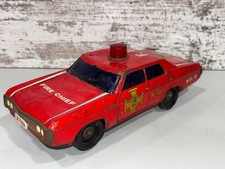Vintage 1960s Fire Chief 8 Litho Tin Toy Car Battery-Operated Made In Japan